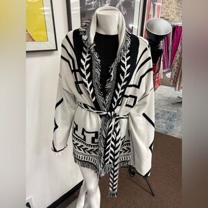 Essitam Reversible Black&White Patterned Sweater cashmere/cotton NWT